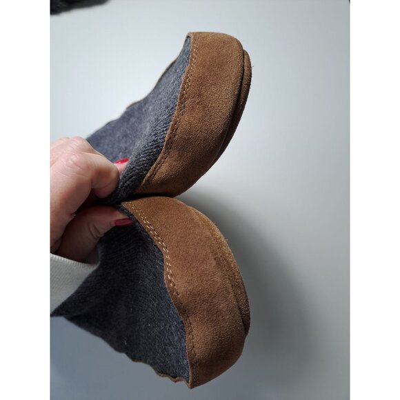 L.L.Bean Suede Sole Knit Slipper Socks For Men Size L M(10 1/2-11 1/2) Gray/Brow - Picture 8 of 10